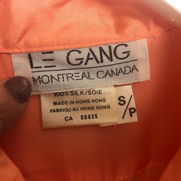 Vintage Silk Blouse Le Gang Montreal Canada size S - Picture 5 of 8